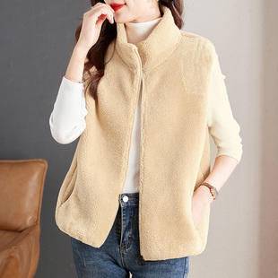 立领毛衣马甲女外搭加绒加厚2025年新款冬季洋气背心上衣马夹外套