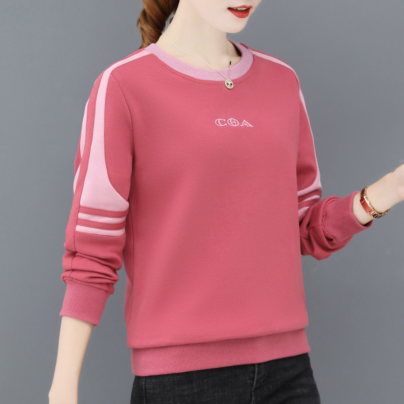 圆领卫衣女春秋薄款2020年新款秋装宽松韩版短款洋气上衣无帽外套