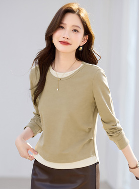 春秋长袖t恤女2026年新款修身内搭可外穿女士打底衫秋冬加绒上衣