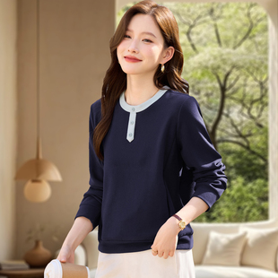 正肩卫衣女新款2025爆款时尚洋气外套秋冬加绒加厚无帽套头上衣