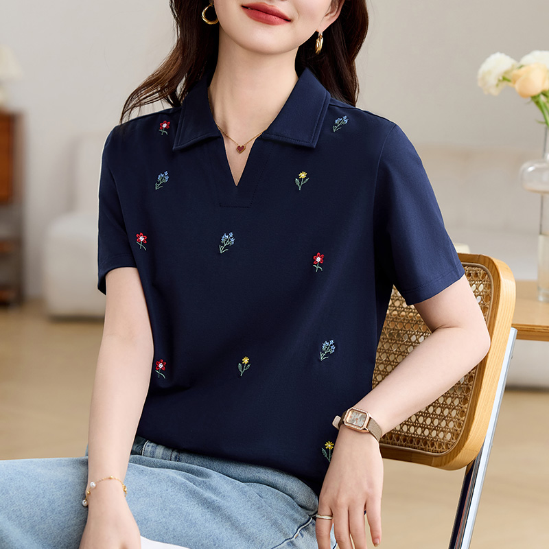 翻领短袖t恤女polo衫夏季