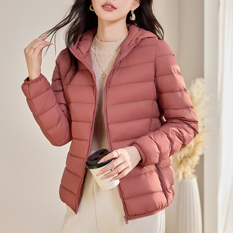 连帽轻薄内胆羽绒服女士2025新款冬季时尚洋气小个子妈妈棉袄外套