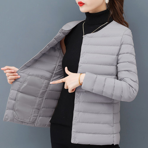 轻薄内胆打底无领羽绒服女外套