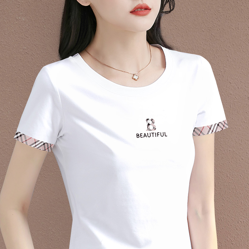 白色短袖t恤女2025年新款夏季爆款洋气薄款上衣正肩气质半袖体恤
