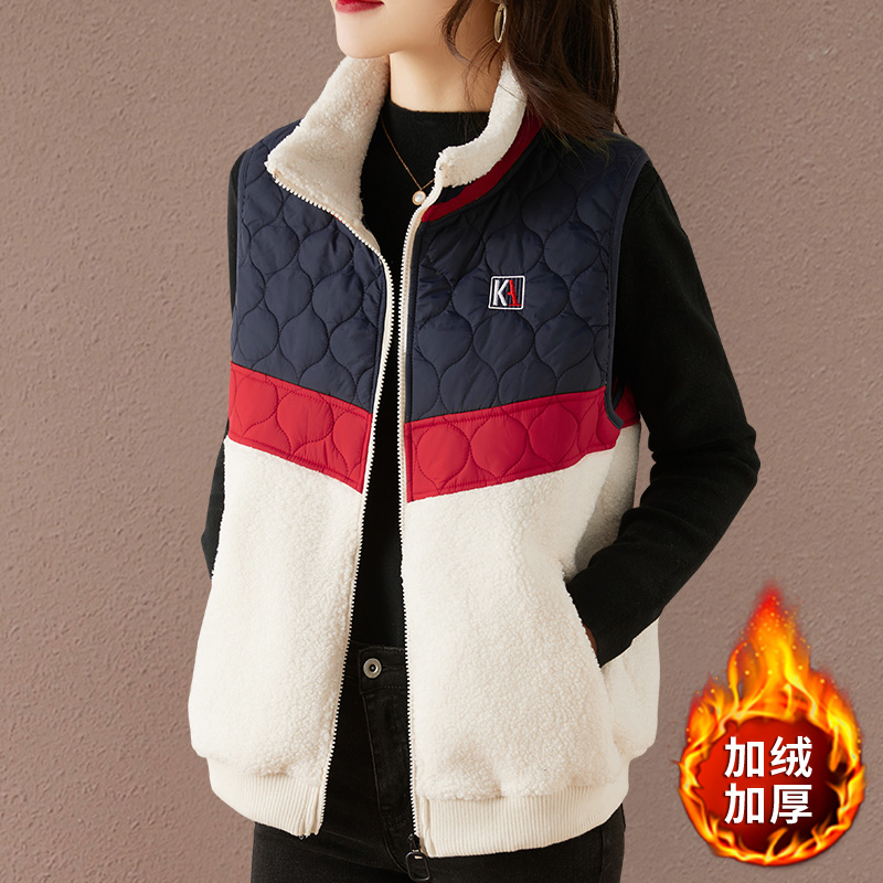立领马甲女加绒加厚冬季无袖外套