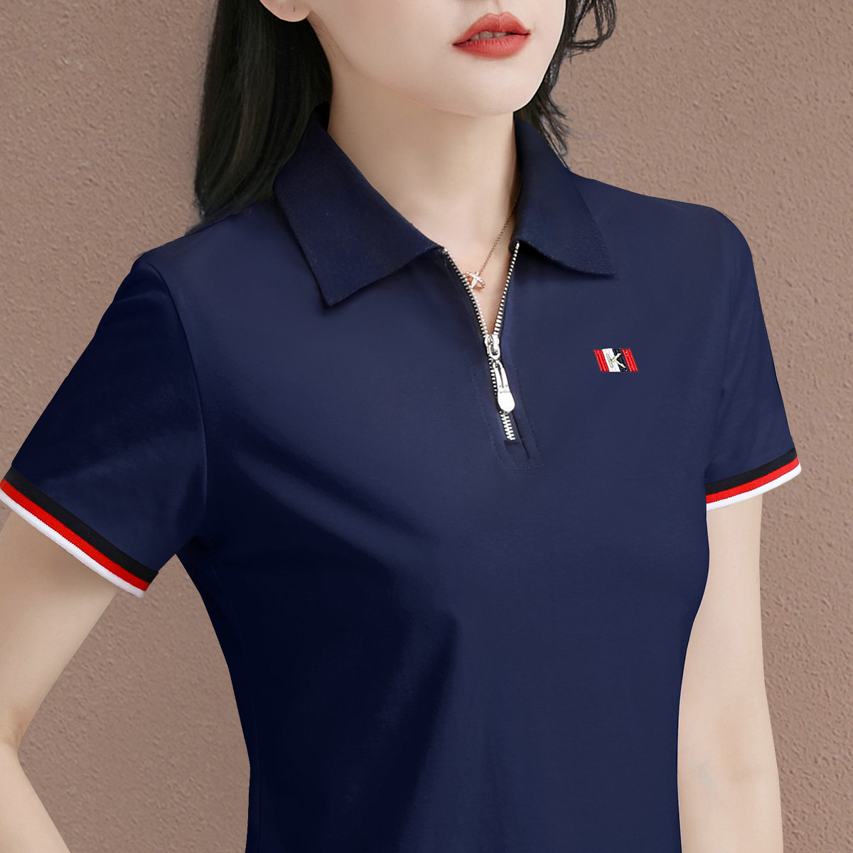 polo领短袖t恤女2024年新款夏季爆款女装中年妈妈翻领半袖体恤衫