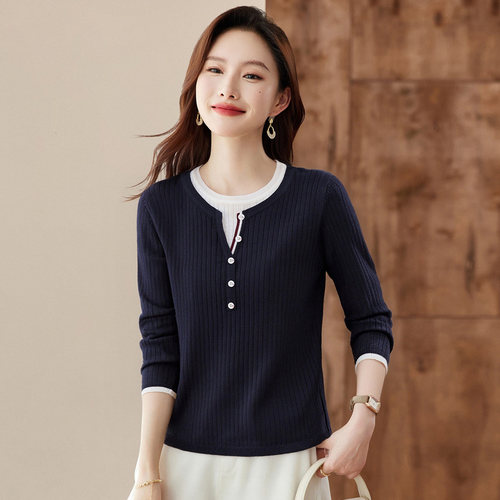 假两件针织衫女士毛衣打底可外穿