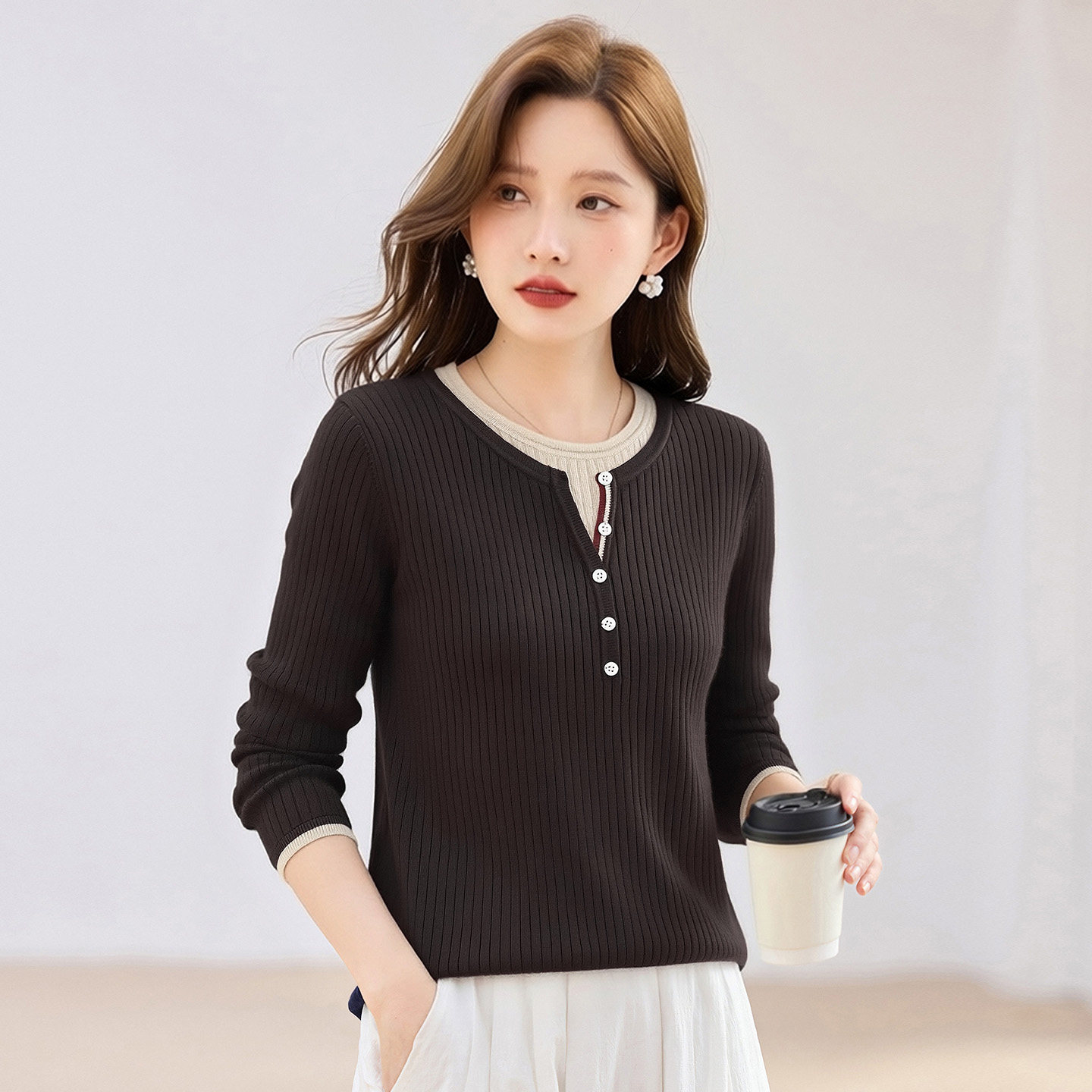 假两件毛衣女士针织衫2026新款秋冬女装爆款上衣内搭可外穿打底衫