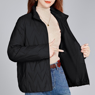 立领黑色轻薄羽绒服女2025新款冬季爆款时尚洋气女装鸭绒内胆外套