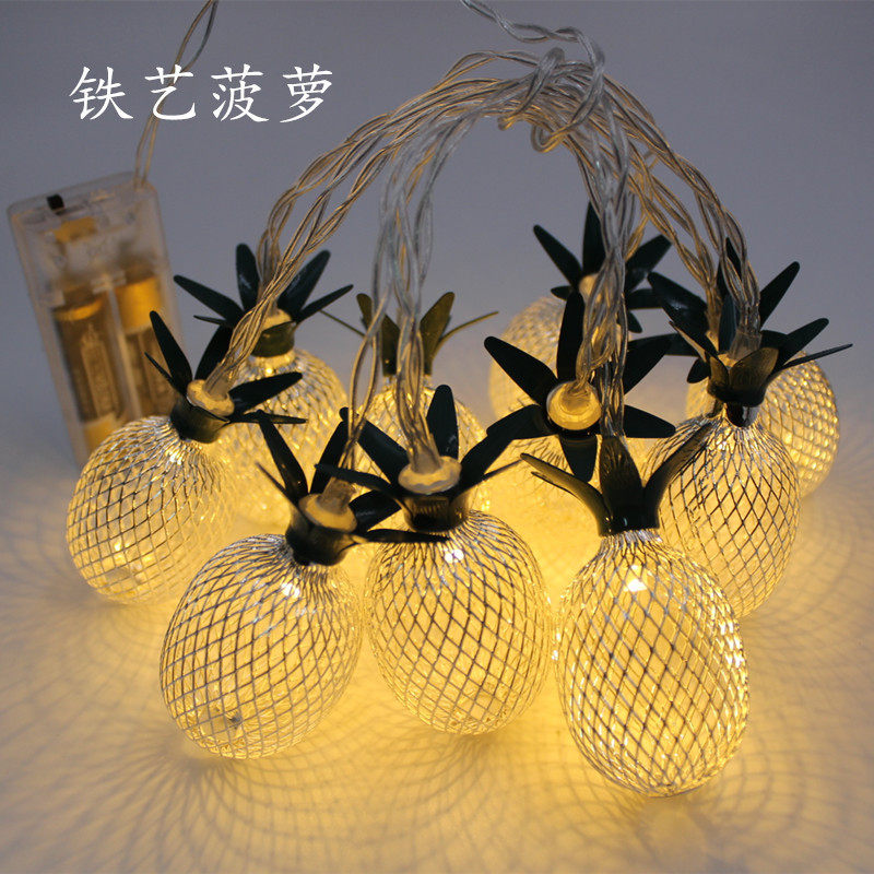 新款led铁艺菠萝彩灯ins网红少女心房间布置小夜灯卧室圣诞节灯串,家装灯饰光源,室内LED灯带,淘宝优惠券,粉丝福利购,淘宝优惠卷