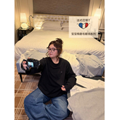 秋冬T恤 女大码 老章和小胖PONGKIKI爱心正肩圆领长短袖 内搭打底衫