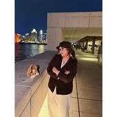 冬 打底针织衫 老章和小胖PONGKIKI高智感v领假两件开衫 女大码