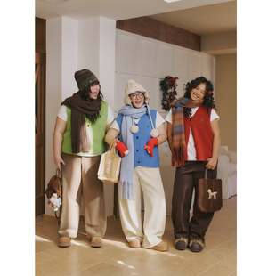 老章和小胖PONGKIKI圣诞树多巴胺马甲女大码 宽松针织坎肩背心 冬季