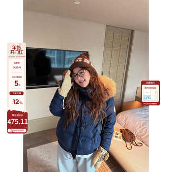 老章和小胖PONGKIKI真貉子毛菲奥娜美式羽绒服女大码宽松羽绒外套