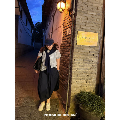 老章和小胖PONGKIKI大码女茧型气球半裙胖mm宽松夏百搭显瘦半身裙