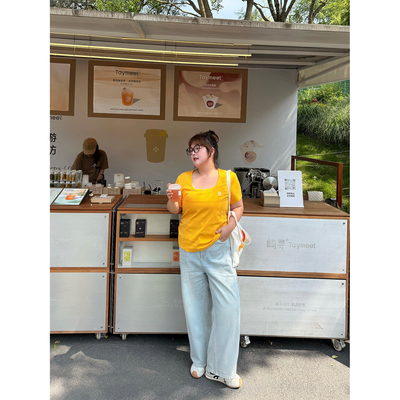 老章和小胖PONGKIKI冰蓝九分裤牛仔裤女夏薄款大码显瘦垂感休闲裤