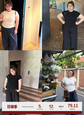 老章和小胖PONGKIKIsk*ms修身运动T恤女大码正肩体恤百搭上衣夏
