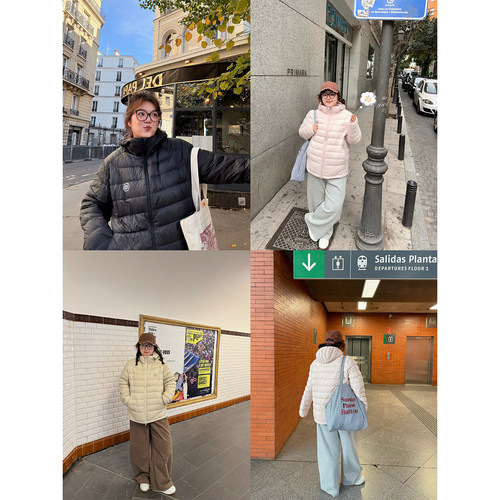 老章和小胖PONGKIKI超轻云朵排骨服大码高领连帽保暖羽绒服外套女