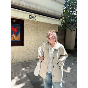 老章和小胖PONGKIKI爱丁堡圆领风衣外套简约休闲100%棉短款 外套女