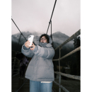 老章和小胖PONGKIKI胶囊羽绒服90绒女大码 胖mm可拆卸连帽羽绒衣冬