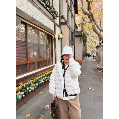 老章和小胖PONGKIKI云朵三星90白鸭绒羽绒服女大码冬季排骨羽绒衣