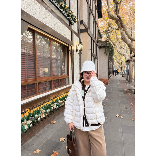 老章和小胖PONGKIKI云朵三星90白鸭绒羽绒服女大码冬季排骨羽绒衣