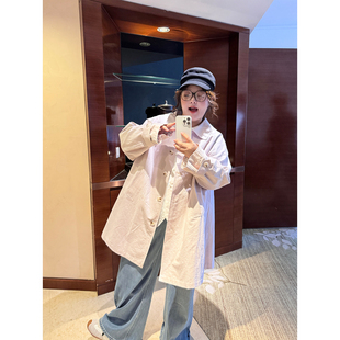 老章和小胖PONGKIKI温柔灰粉风衣经典廓形翻领收腰短款风衣外套女