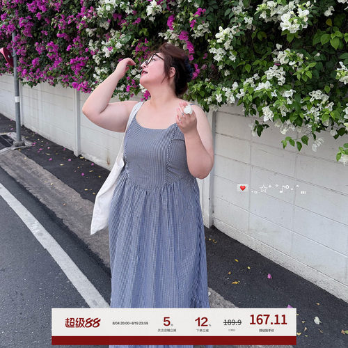 老章和小胖PONGKIKI西西里海风小吊带裙大码夏季胖mm纯棉背心长裙