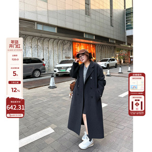 老章和小胖PONGKIKI高奢大牌羊绒双面呢大衣女大码气质长款呢外套