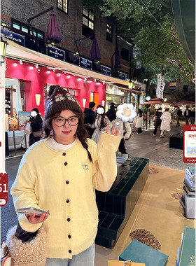 老章和小胖PONGKIKI特殊起球肌理感羊毛小马衫大码宽松百搭针织衫