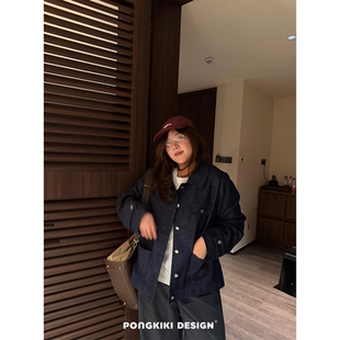 老章和小胖PONGKIKI极简原牛仔外套女大码 显瘦高级感亲肤上衣 春季