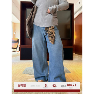 直筒显瘦小个子款 老章和小胖PONGKIKI蓝调时刻复古牛仔裤 阔腿裤