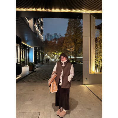 老章和小胖PONGKIKI人鱼灯芯条半身裙大码冬季百搭小个子半身长裙