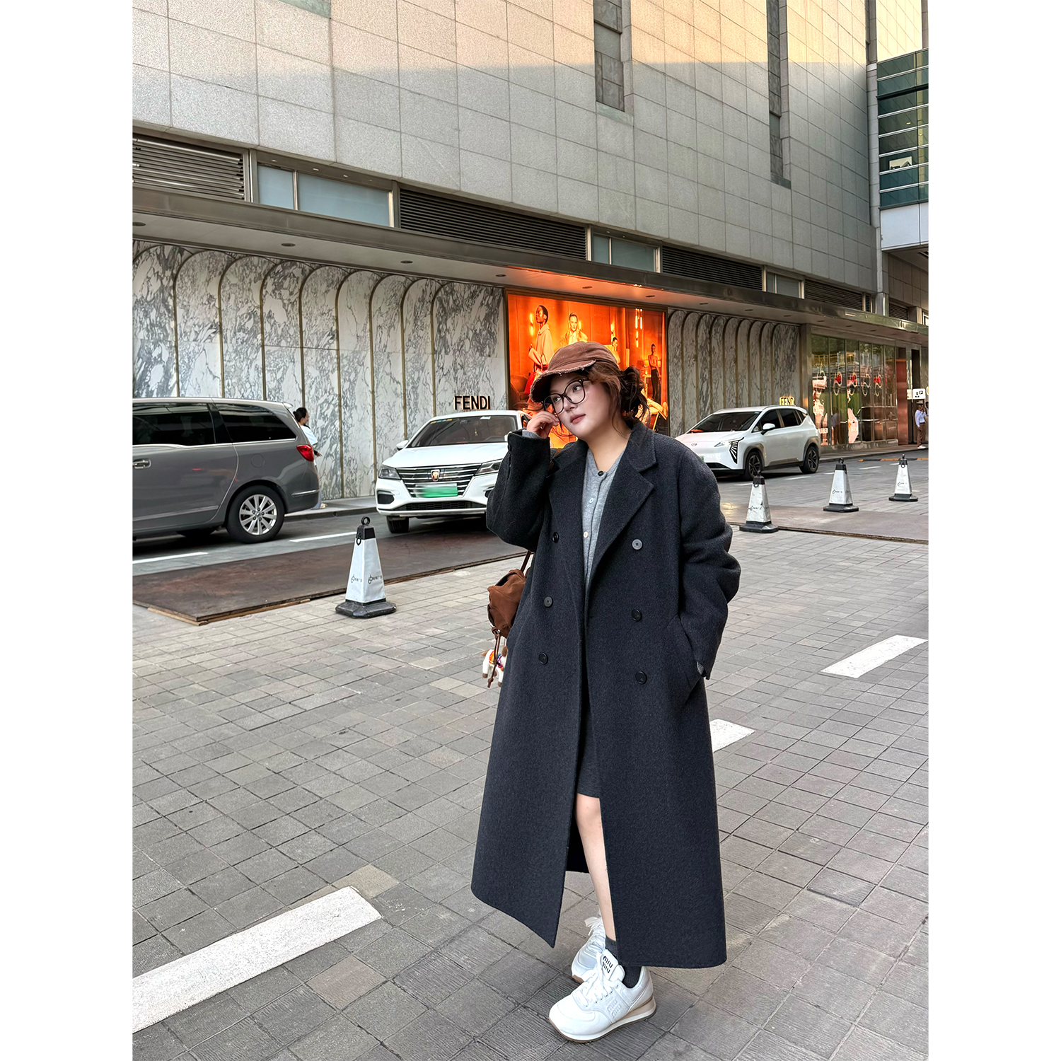 老章和小胖PONGKIKI高奢大牌羊绒双面呢大衣女大码气质长款呢外套