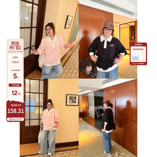 老章和小胖PONGKIKI小雏菊花边polo卫衣绣花时尚高级撞色T恤上衣