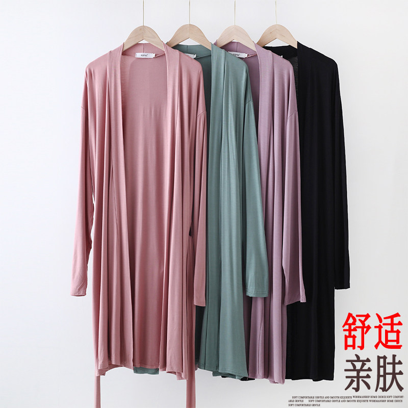 莫代尔宽松中长款外穿开衫家居服图片