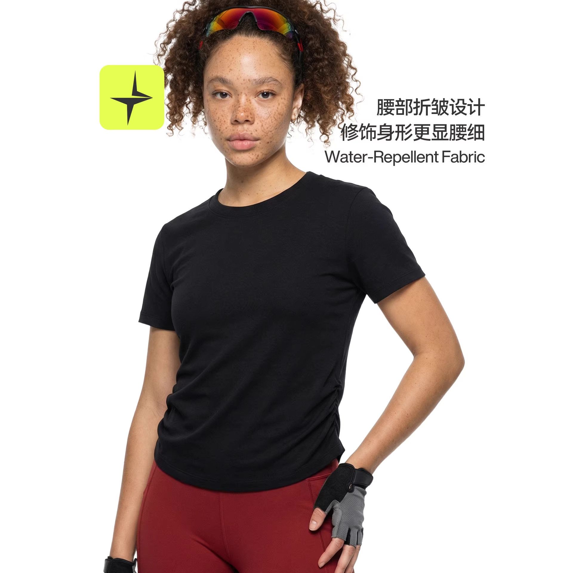 休闲运动风薄荷醇凉感女士T恤春夏新品户外跑步吸湿速干短袖体恤