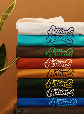 ACTIONS秋季新款体恤美式纯棉宽松圆领打底衫男女长袖t恤潮牌上衣