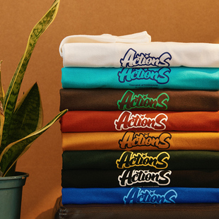 男女长袖 ACTIONS秋季 纯棉宽松圆领打底衫 体恤美式 t恤潮牌上衣 新款