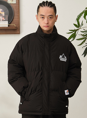 ACTIONS 植绒印花加厚保暖立领防寒棉衣冬季潮牌宽松面包棉服外套