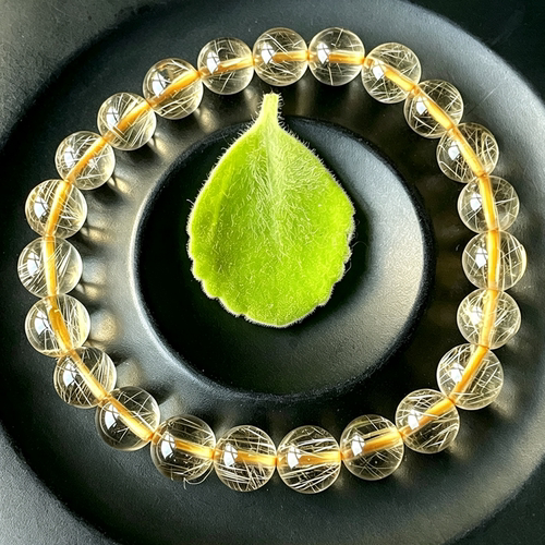 天然水晶手链发金手链巴西金发晶手链8MM清透净体日常佩戴礼物女