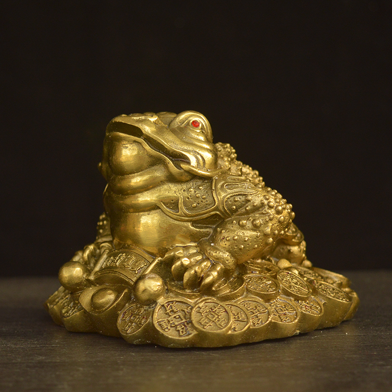 黄铜金蟾招财摆件 三足蟾蜍金蟾家居客厅酒柜办公室店铺装饰品