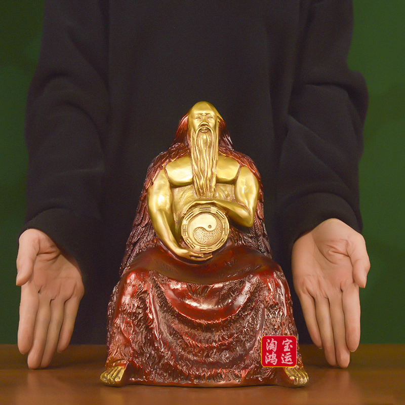 铜大号伏羲坐像家居摆件保平安八卦祖师爷伏羲神像铜伏羲大帝铜像