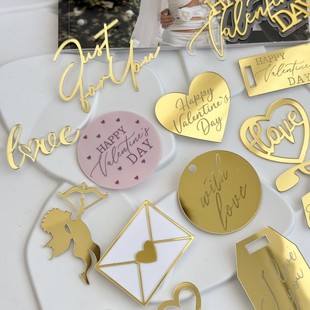 ins风情人节纸杯蛋糕装饰 打标情人节亚克力蛋糕装饰字母