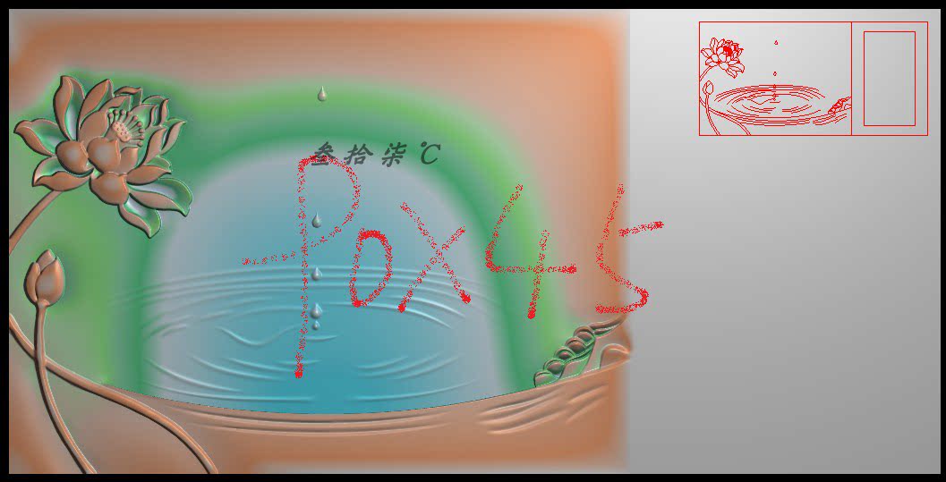 茶盘精雕木雕立体浮雕石雕图数控雕刻图jdp荷花荷叶莲花莲蓬水938