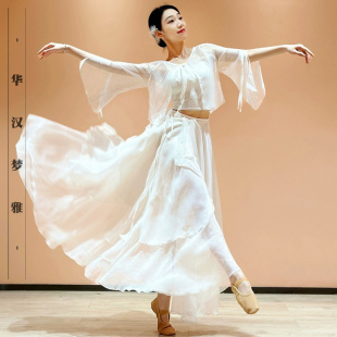 古典舞演出服球季仙气鎏金纱衣飘逸大摆裙身韵练功服中国舞演出服