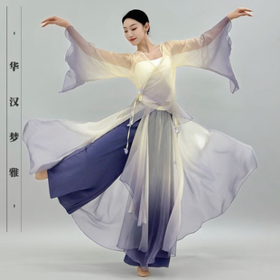 古典舞蹈服女新款中国舞练功服古风舞蹈纱衣飘逸练功演出服