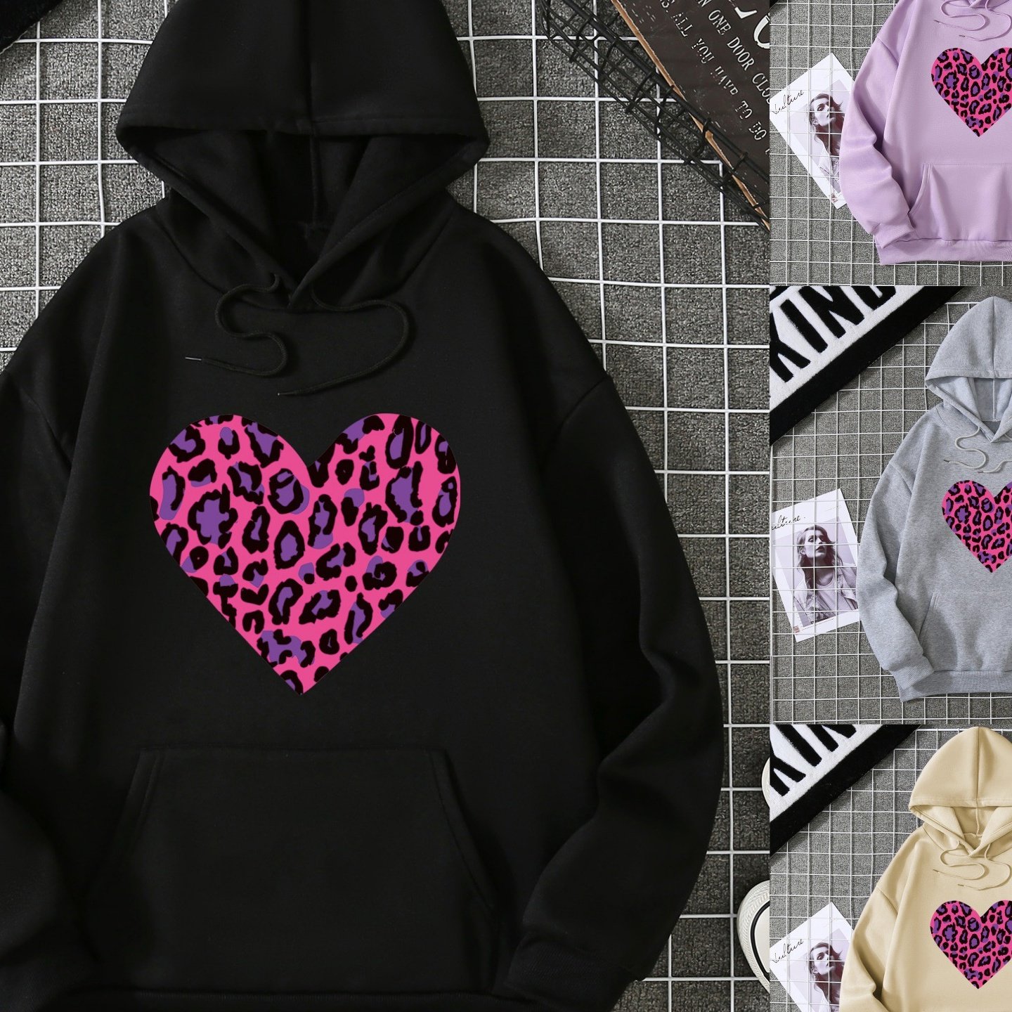 实拍秋冬季潮流印花卫衣女2025新款连帽休闲外套女士ins大码帽衫