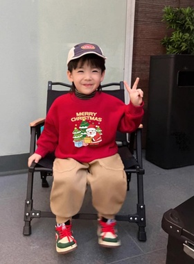 亚马逊跨境圣诞装2025年新款圣诞节衣服大红色卫衣全家装上衣母女