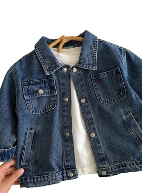 儿童牛仔衫2025秋男童日系贴标休闲外套宝宝小童春秋衫大童夹克